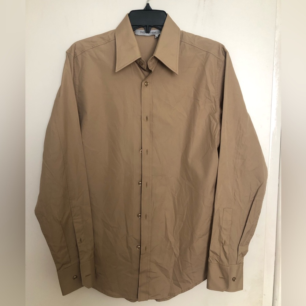 Yves Saint Laurent Rive Gauche by Tom Ford, Mens slim fit Dress Shirt in Beige.